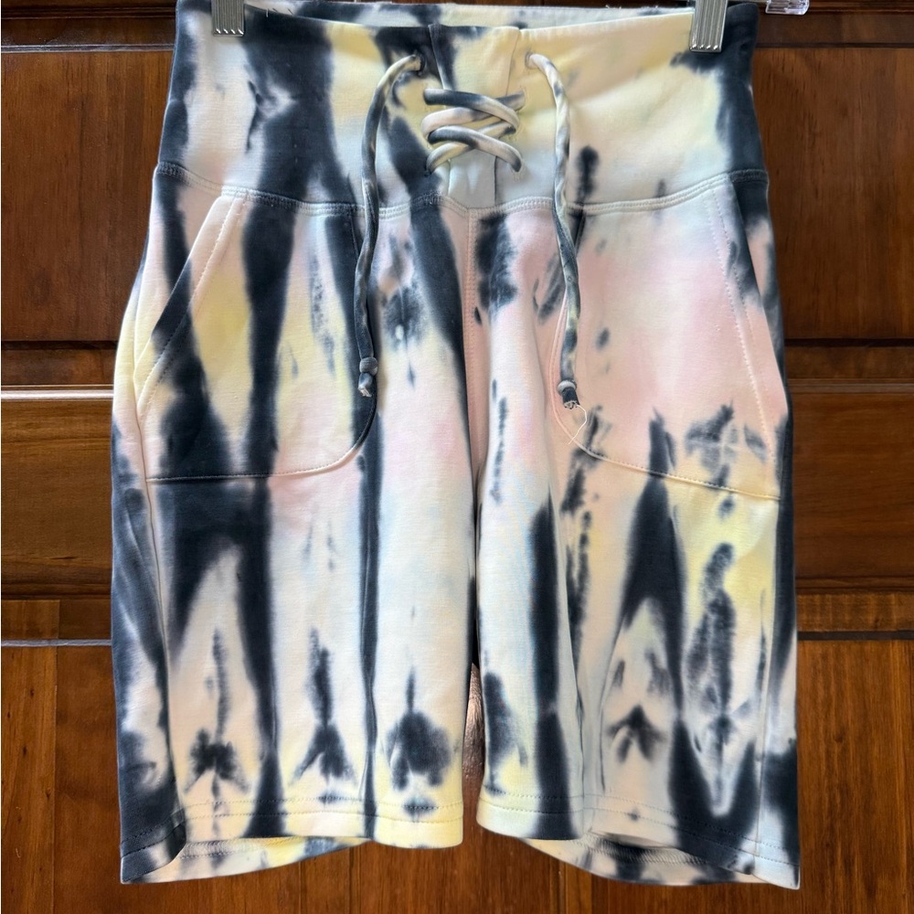 Women's Tie-Dye Athletic Shorts - Black, Yellow, Pink